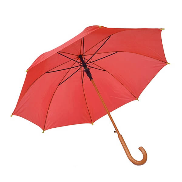 Ahşap Baston Saplı Kırmızı Promosyon Şemsiye