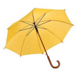 Ahşap Baston Saplı Sarı Promosyon Yağmur Şemsiyesi